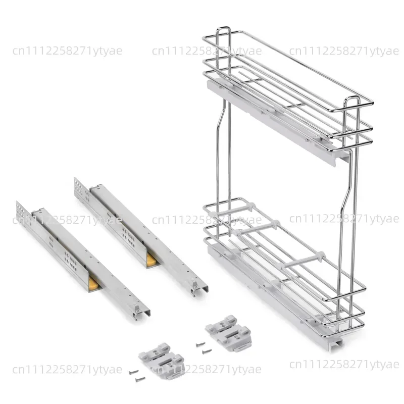 150mm Modular Steel Chrome Removable Side Bottle Holder with  Made Cabinets Soft Close