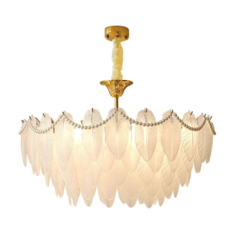 

room chandelier, modern dining room lamp, bedroom light luxury retro all copper crystal main casa lighting