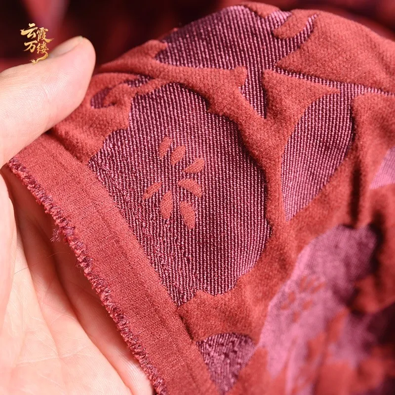 New textured floral tassel jacquard fabric Hanfu dress handcrafted clothing designer