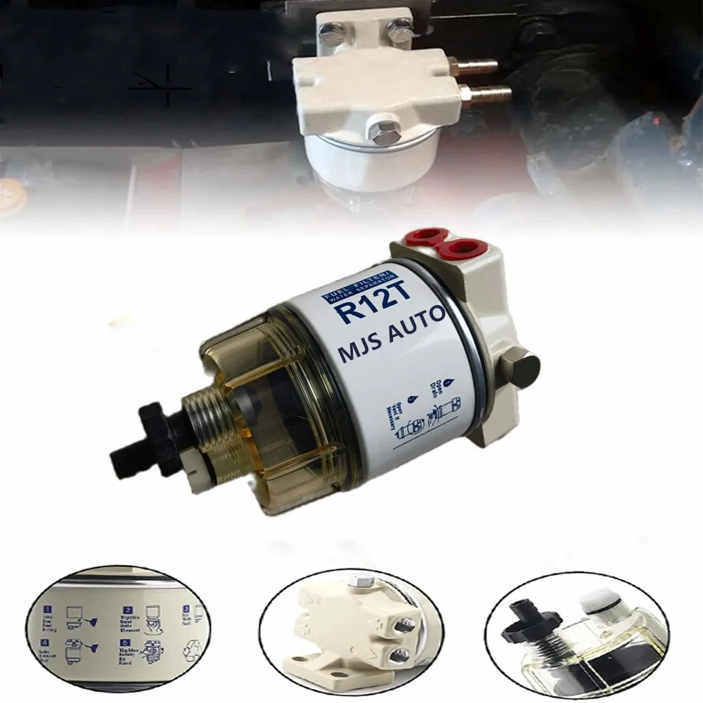 R12T Fuel Filter Water Separator R12T Filter Replaces S3240 120AT 2P502489 R12P R12S Fuel Filter For Small Marine Yacht Engine