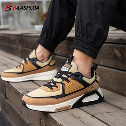 Baasploa-Zapatos Deportivos cómodos de cuero para hombre, zapatillas informales impermeables, zapatos ligeros para caminar, antideslizantes con cordones