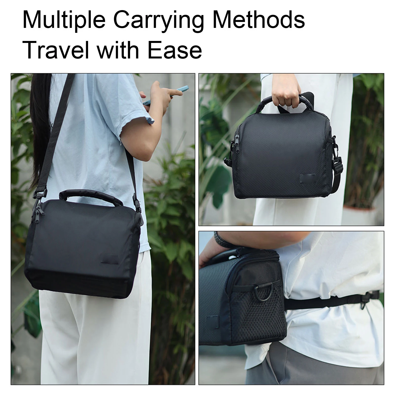 DSLR Camera Case Large Capacity Waterproof Polyester Mirrorless Camera Case with Detachable Shoulder Strap for Camera Accessory