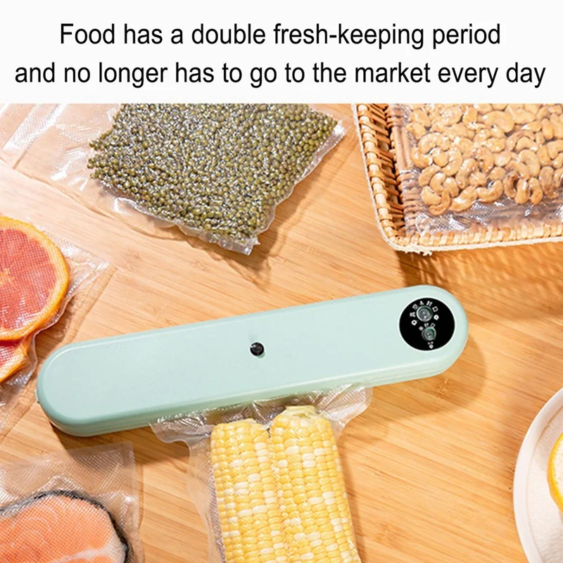 Вакуумный упаковщик, 60 кПа, мощность всасывания, автоматический упаковщик пищевых продуктов в одно касание, вакуумная экономия пищевых продуктов для сухой/влажной уборки, экологически чистый пакет