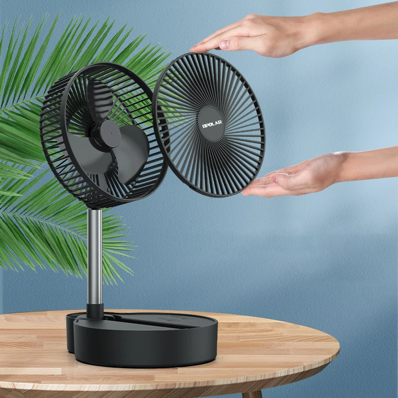 Telescopic folding charging small fan WH71 home floor desktop shaking head USB wireless outdoor portable ultra-quiet 10000mAh