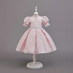 HETISO Flower Girl Dresses Vintage Embroidery Kids Elegant Party Ball Gown Children's Halloween Fantasy Clothes 2-10 Years