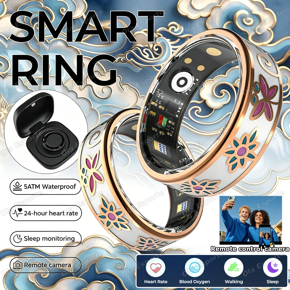 

Новое умное кольцо 2026 года с цветными эмалевыми вставками для женщин, из нержавеющей стали, интеллектуальное кольцо на палец, водонепроницаемое IP68, смарт-кольцо, фитнес-трекер