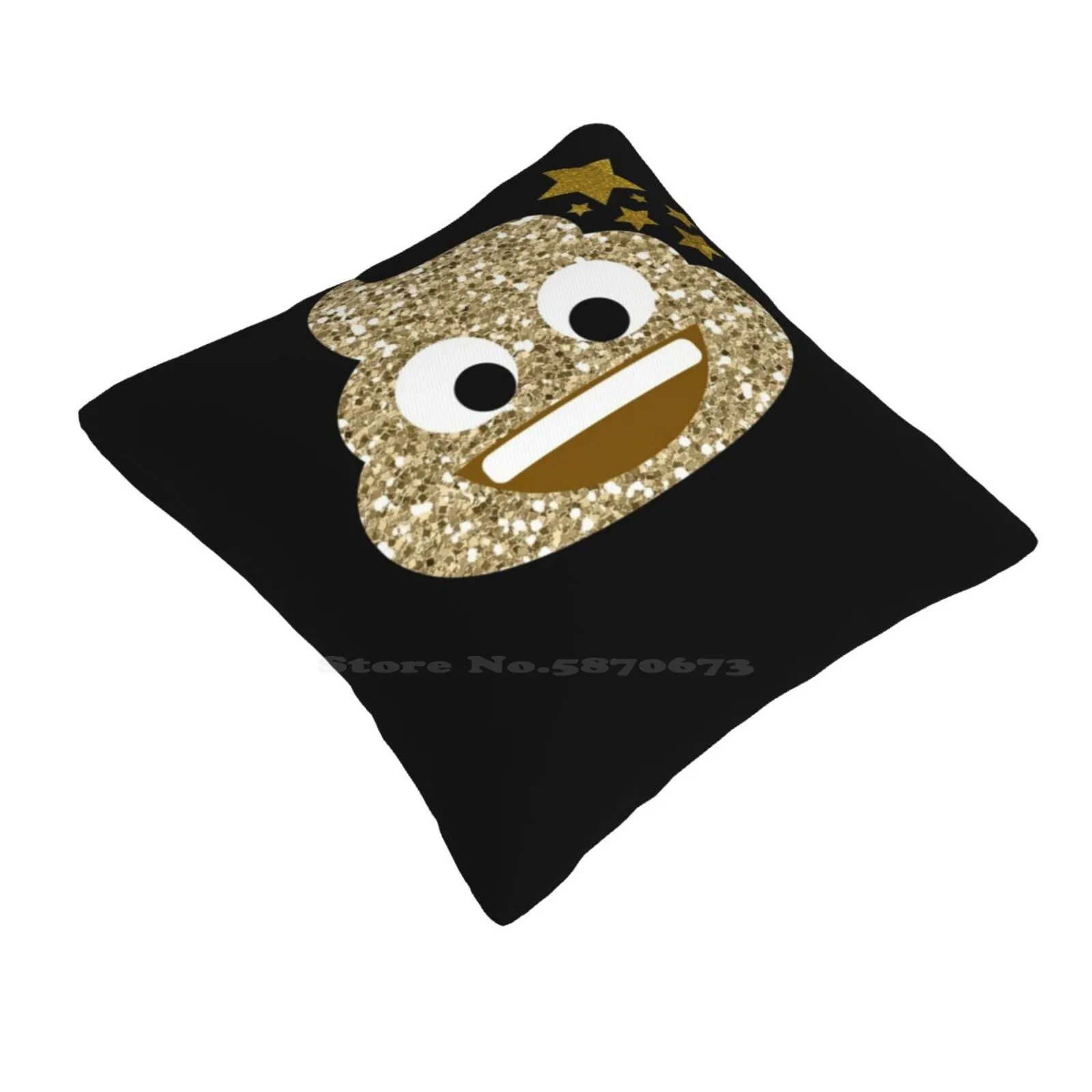 Golden Poop Pillows Case Bedroom Home Decoration Golden Poop Cute Funny Glitter Smile