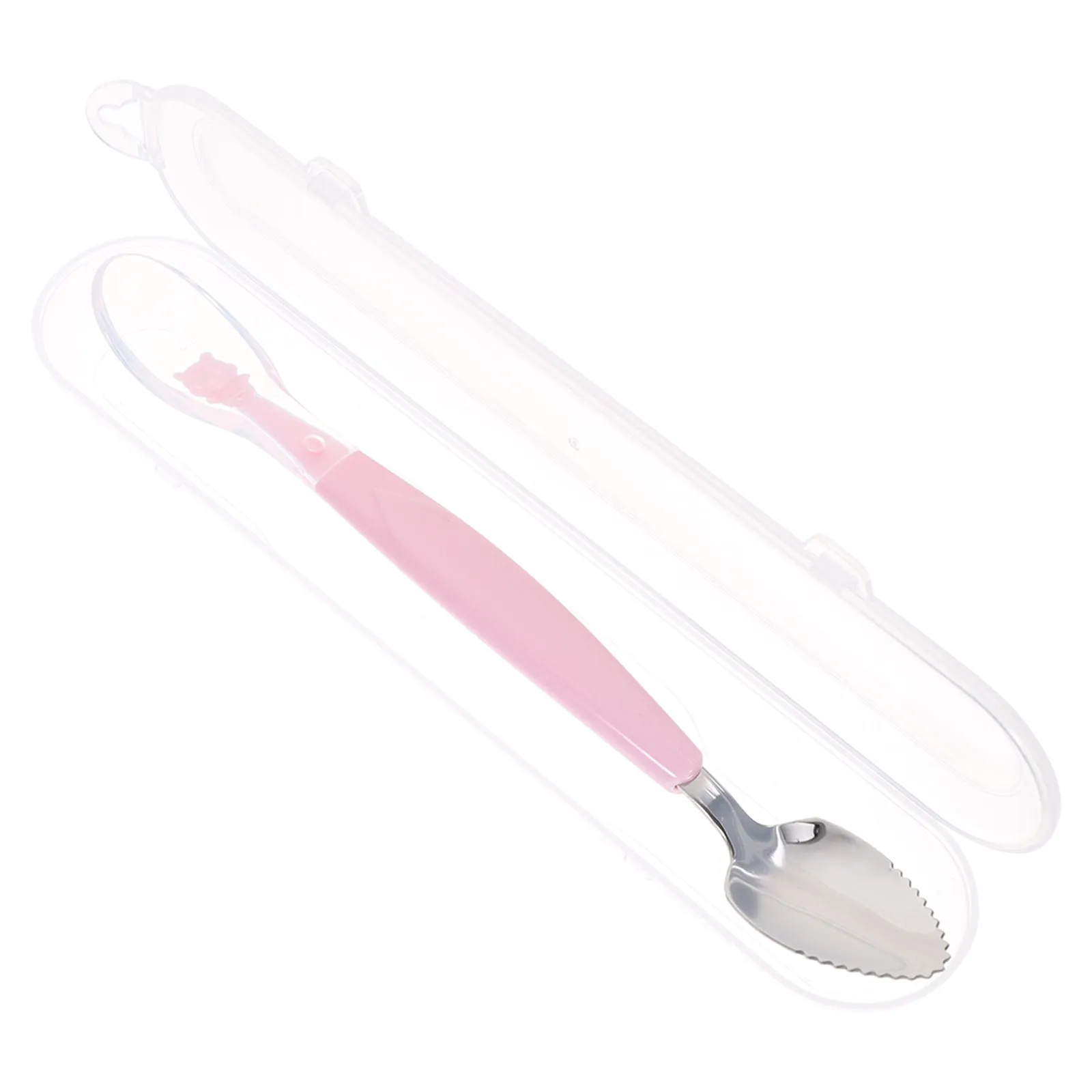 

1Set Stainless Steel Scraping Spoon Double-Headed Serrated Baby Feeding Tool Infant Fruit Mud Spoon Toddler Food Utensils