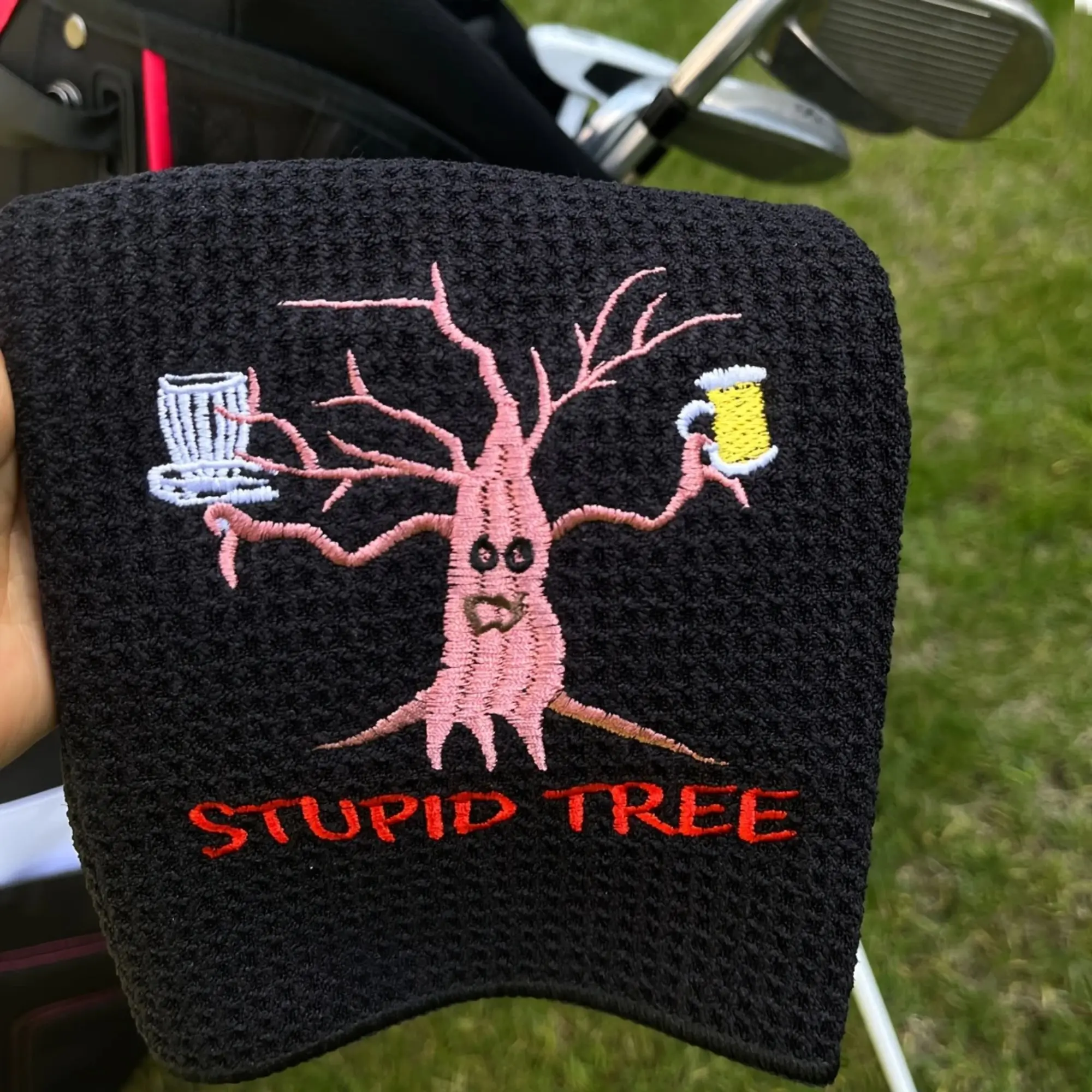 Disc Golf Towel Large Size Super Absorbent QuickDry for Quick Cleaning Machine Washable Fits Any Golf Bag Funny Embroidered
