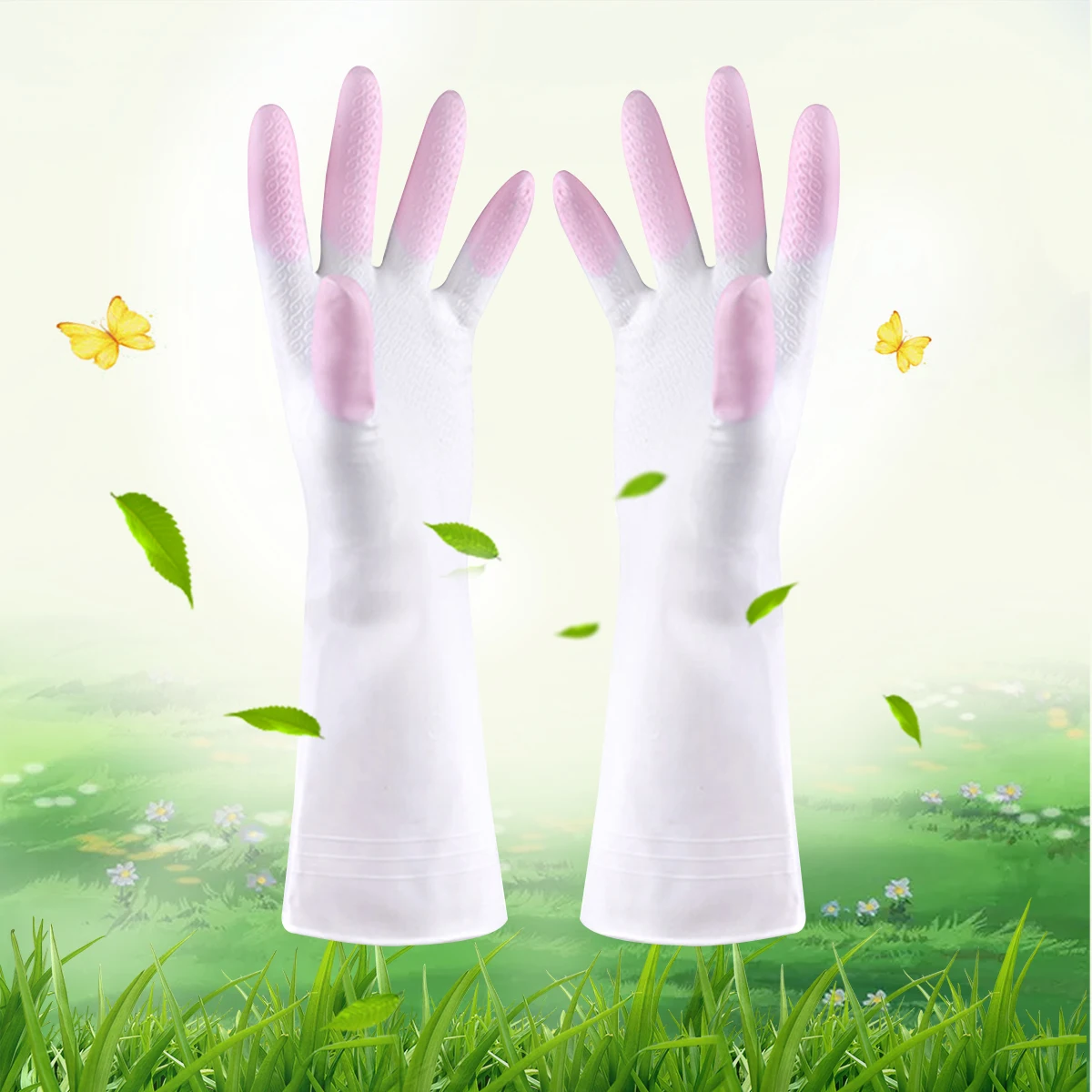 

Cleaning Rubber Gloves Waterproof Lightweight Kitchen Dishwashing Household PVC Latex Gloves Anti Skid Durable Comfortable