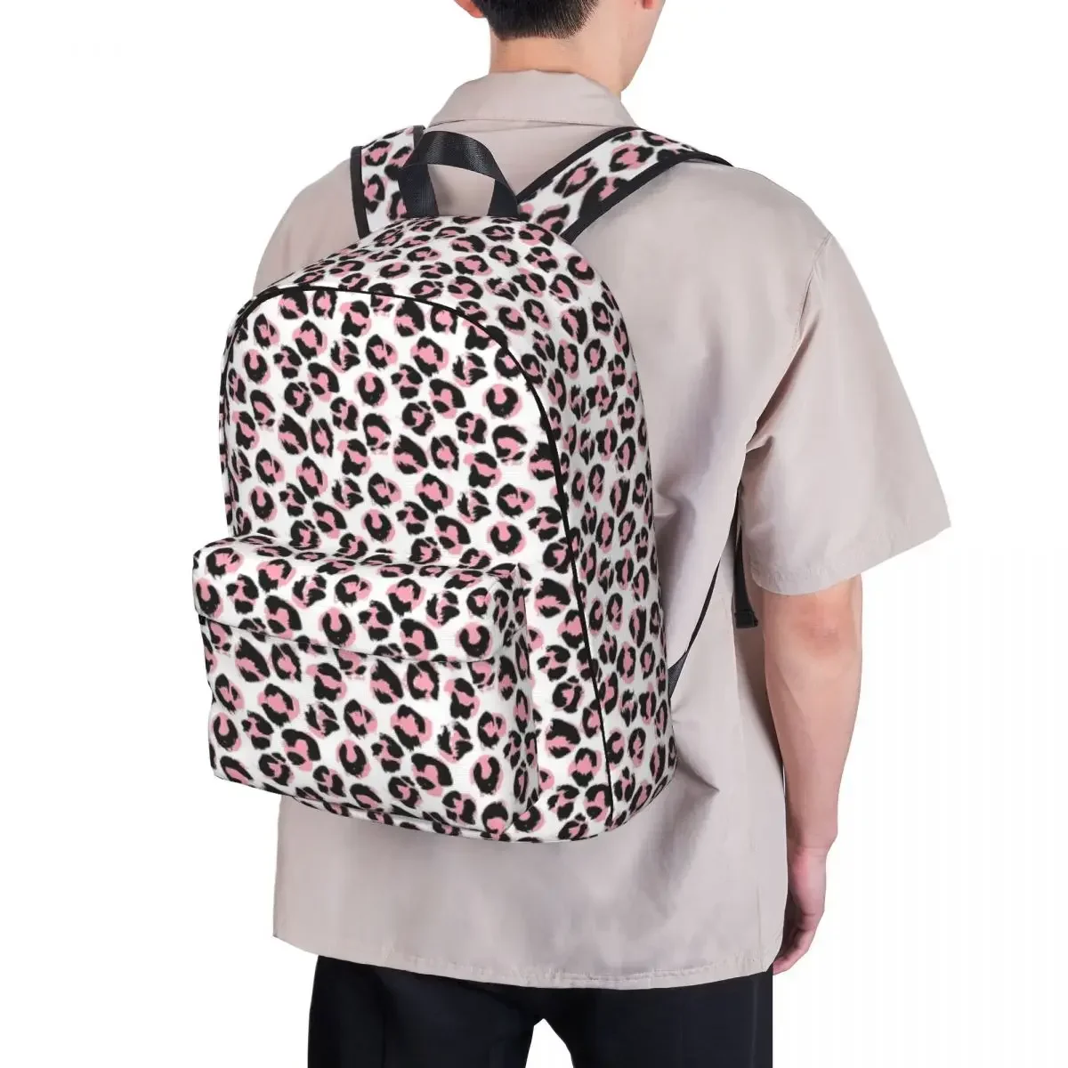 Pink Leopard Backpacks Large Capacity Book bag Shoulder Bag Laptop Rucksack Waterproof Travel Rucksack Children School Bag