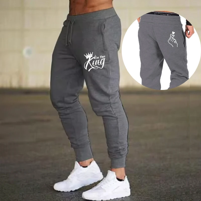 

Basics Drawstring Adult Sports Loose Pants Printting Street Jogger Men Autumn Trousers Male Fitness Jogging King Sweatpants