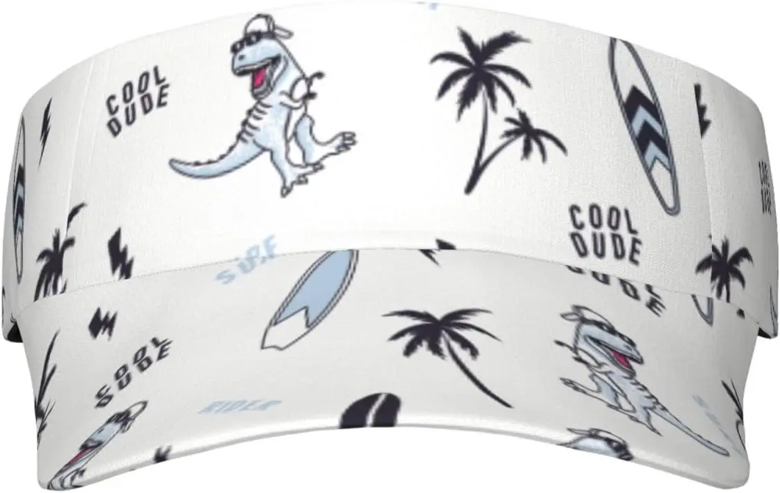 Sport Sun Visor Hat Surfer Dinosaur Adjustable Sun Hat Cap for Outdoor Travel