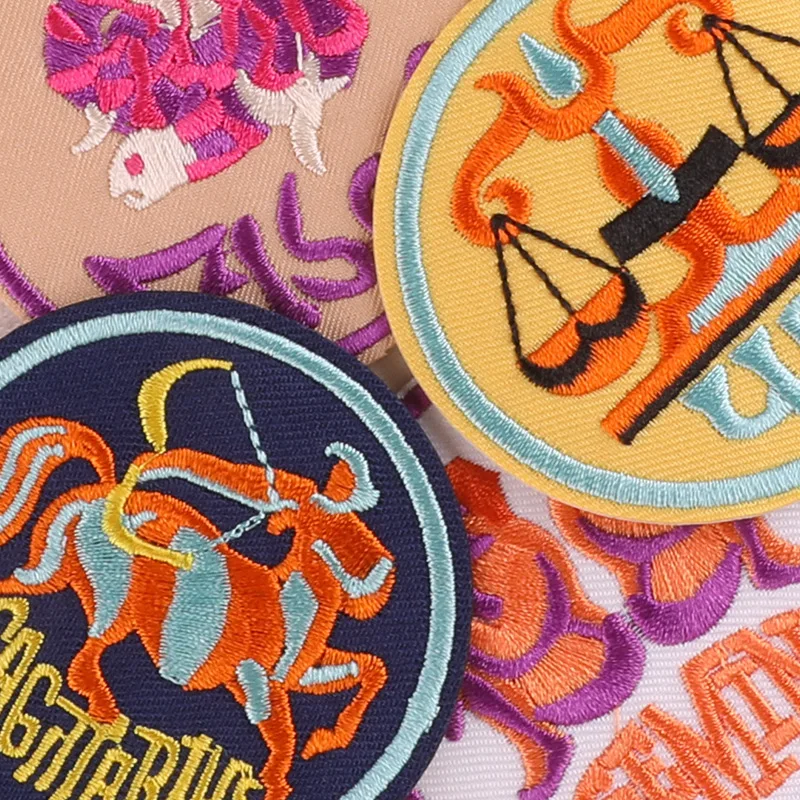 12 Pcs Constellation Patches For Clothing Iron On Letters Embroidered Jackets Sewing Animals Fabrics Lots Diy Pack Applique Cute