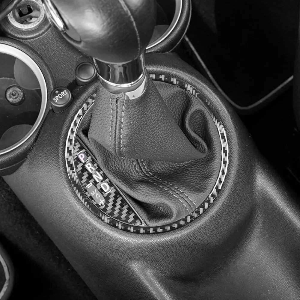 ABXN-Gear Shift Panel Cover Trim For Mini Cooper Hardtop R56 Clubman R55 Convertible R57 Carbon Fiber Stickers