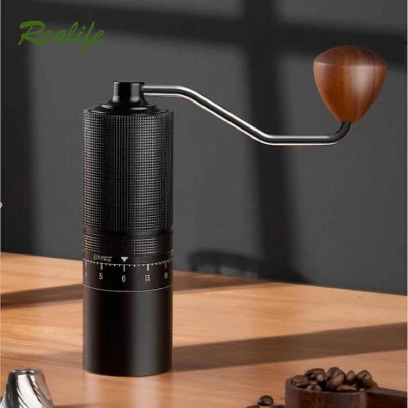 External adjustable steel core hand cranked coffee grinder portable hand cranked coffee machine stainless steel+space aluminum