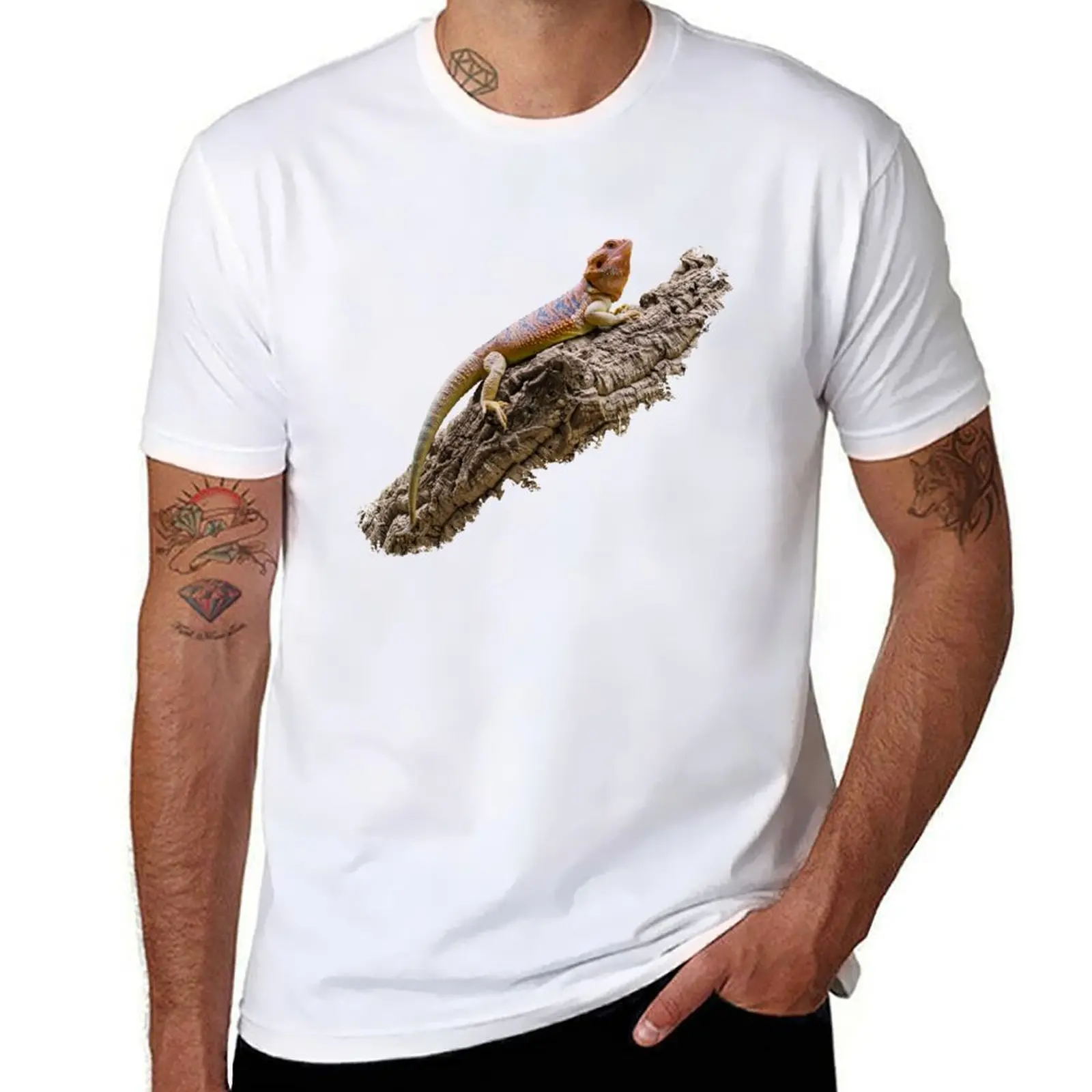 Camiseta de dragón barbudo Central (Pogona vitticeps), camisetas de algodón para hombre, camiseta de alta calidad