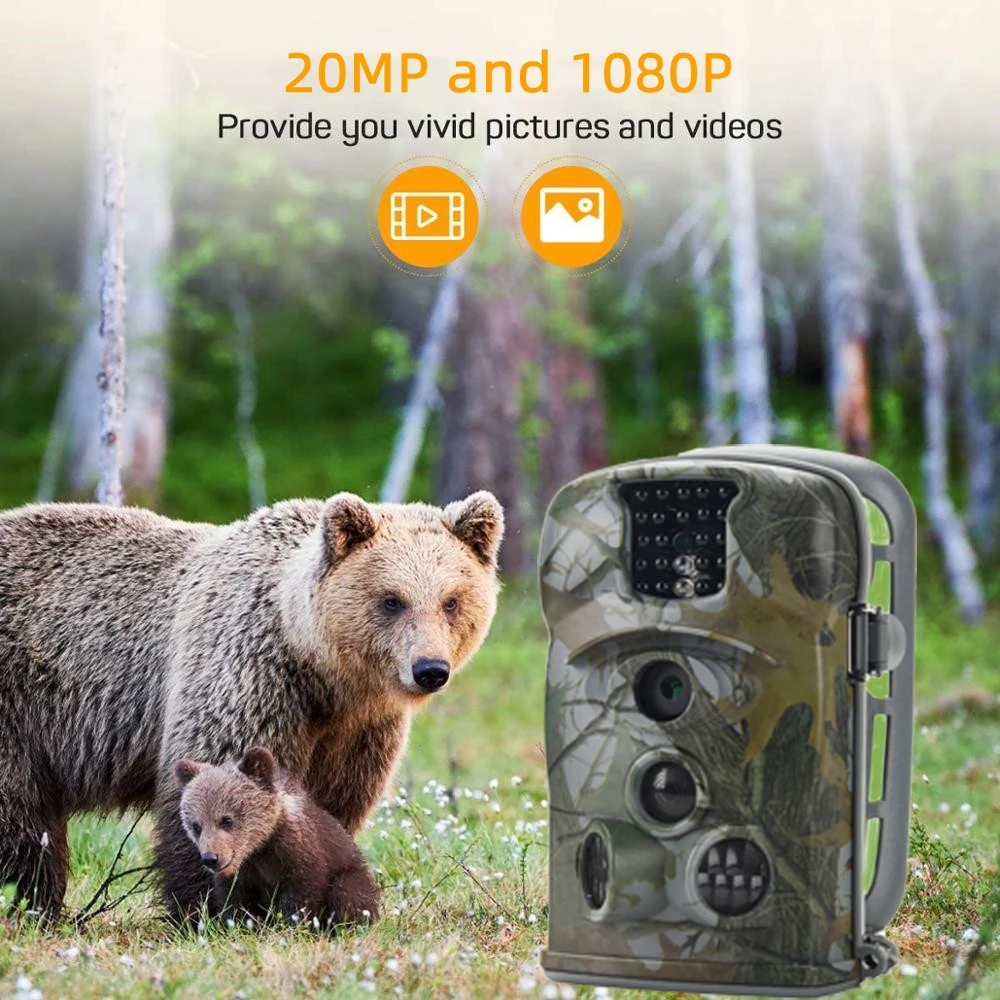 Outdoor 20MP 1080P HD Hunting Camera Night Vision Photo Video Surveillance Wildlife Trail Camera IP66 Waterproof Photo Traps