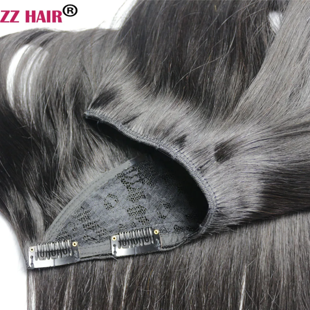 ZZHAIR 100% وصلات شعر ريمي بشري برازيلي 140 جرام-160 جرام 16 "-26" U قطعة شعر مستعار بمشبك طبيعي مستقيم #5