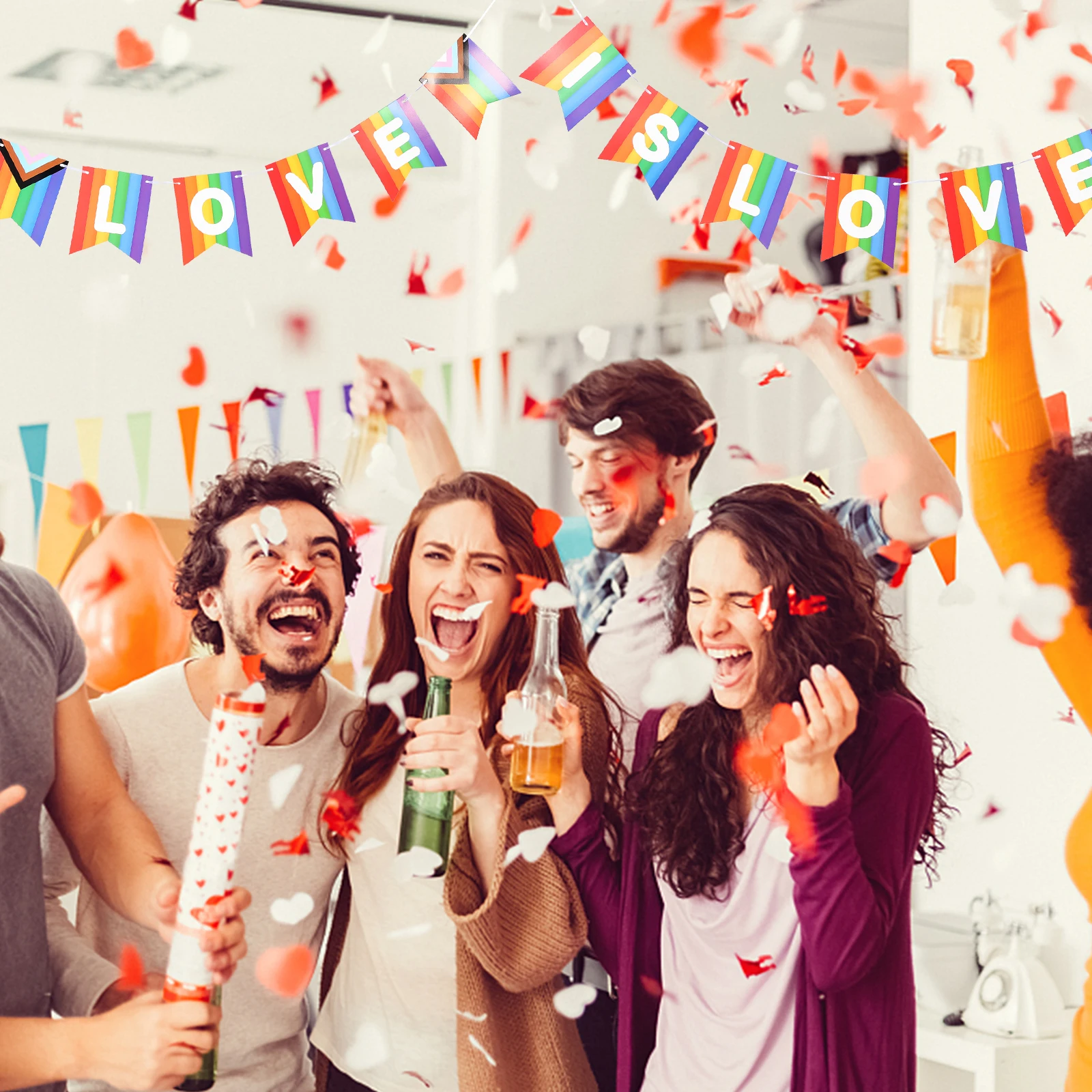 

Decorative Rainbow Pride Banner Paper Garland Flag Banner for Party Wedding Birthday Pride Bunting String Flags