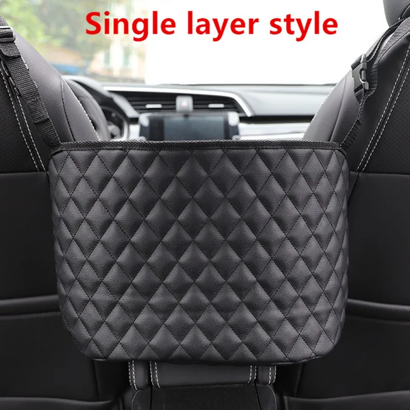 Car Middle Seat Storage Net Large Capacity Leather Bag Seat Back Storage Bag Car Chair Back Supplies Storage Goods Hanging Bag image 2