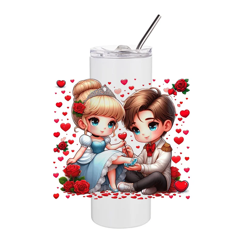 

Miniso 3D Cartoon Couple Decal UV DTF Cup Wrap for 20oz Tumbler Glass Cup Waterproof DIY Transfer Sticker