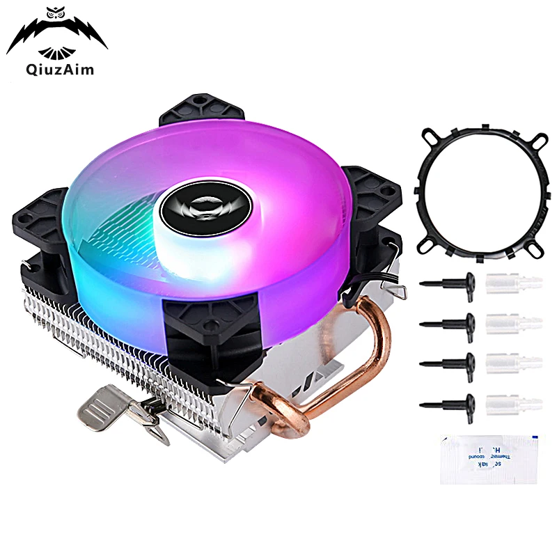 QiuzAim PC 2 Heat Pipe Air-cooled Computer Processor CPU Heat Sink Fan 3/4Pin PWM Installation LGA115x 1200 1700 1366 am3 am4