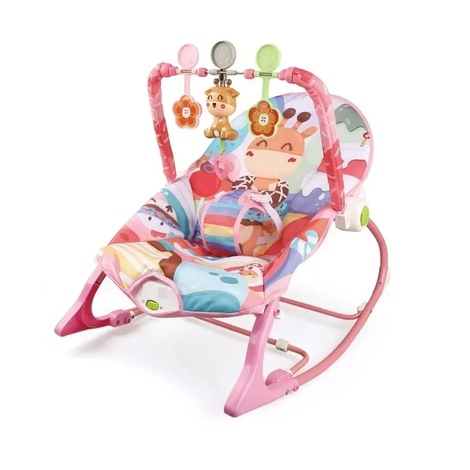 Cadeira de balanço do bebê com música, berço confortável e seguro, Multicolor Opcional, Adequado para 0-12 meses Bebê