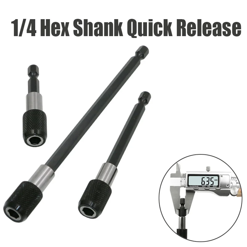 3pcs 1/4 Inch 6.35mm 60-150mm Hex Shank Quick Release Electric Drill Magnetic Screwdriver Bit Holder Batch head extension rod