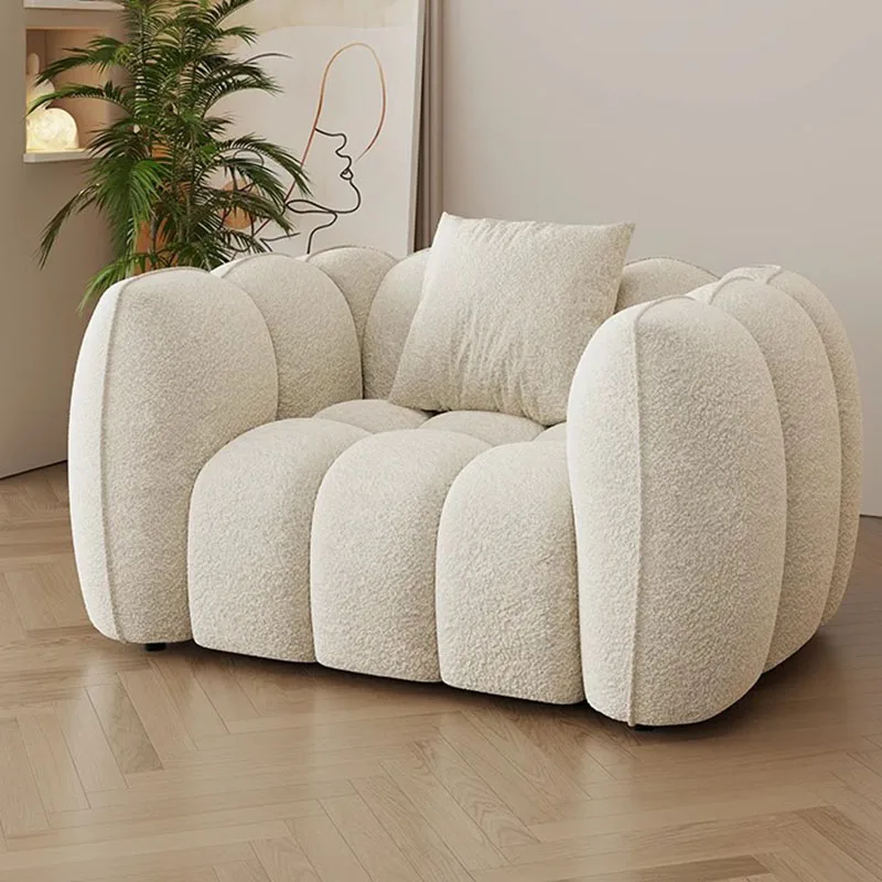 

French Simple Puffs Sofa Lazy Single Person White Lounge Sofa Couches Human Muebles Para Salas Modernos Living Room Furniture