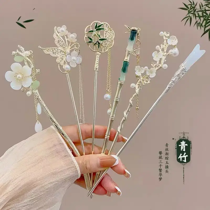 

Ancient Chinese Style alloy Elegant flowers Tassel Hair Stick for Women Fashion Girls Classical Hairpin Hair Accessories