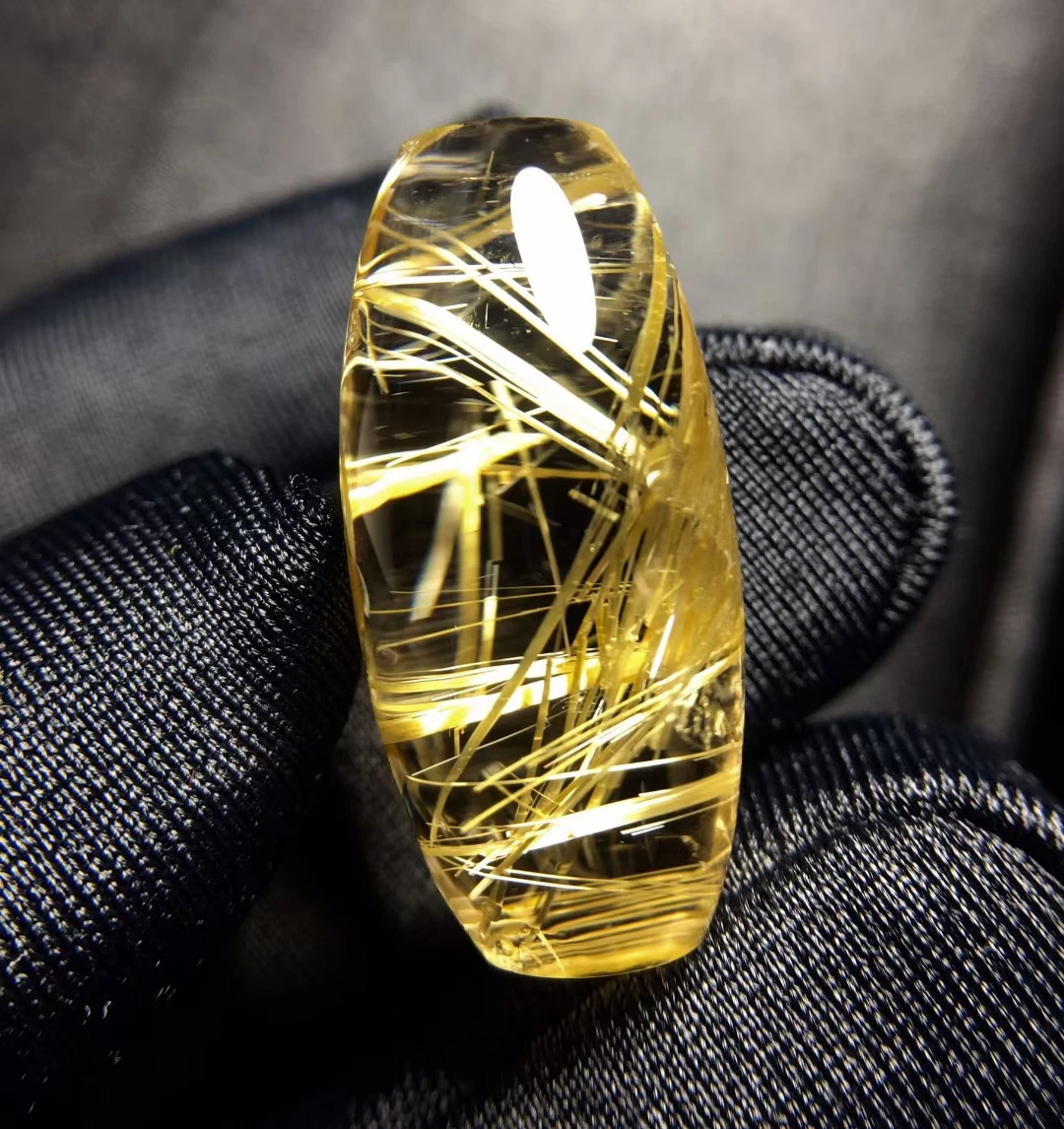 

Natural Gold Rutilated Quartz Pendant Rectangle Rutilated Quartz Jewelry 23*11mm Men Women Brazil AAAAAAA