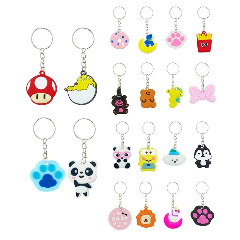 100pcs Anime Keychain for Kids Cartoon Party Favors Mini Cute Keyring for Classroom Prizes Birthday Christmas Party Favors Gift