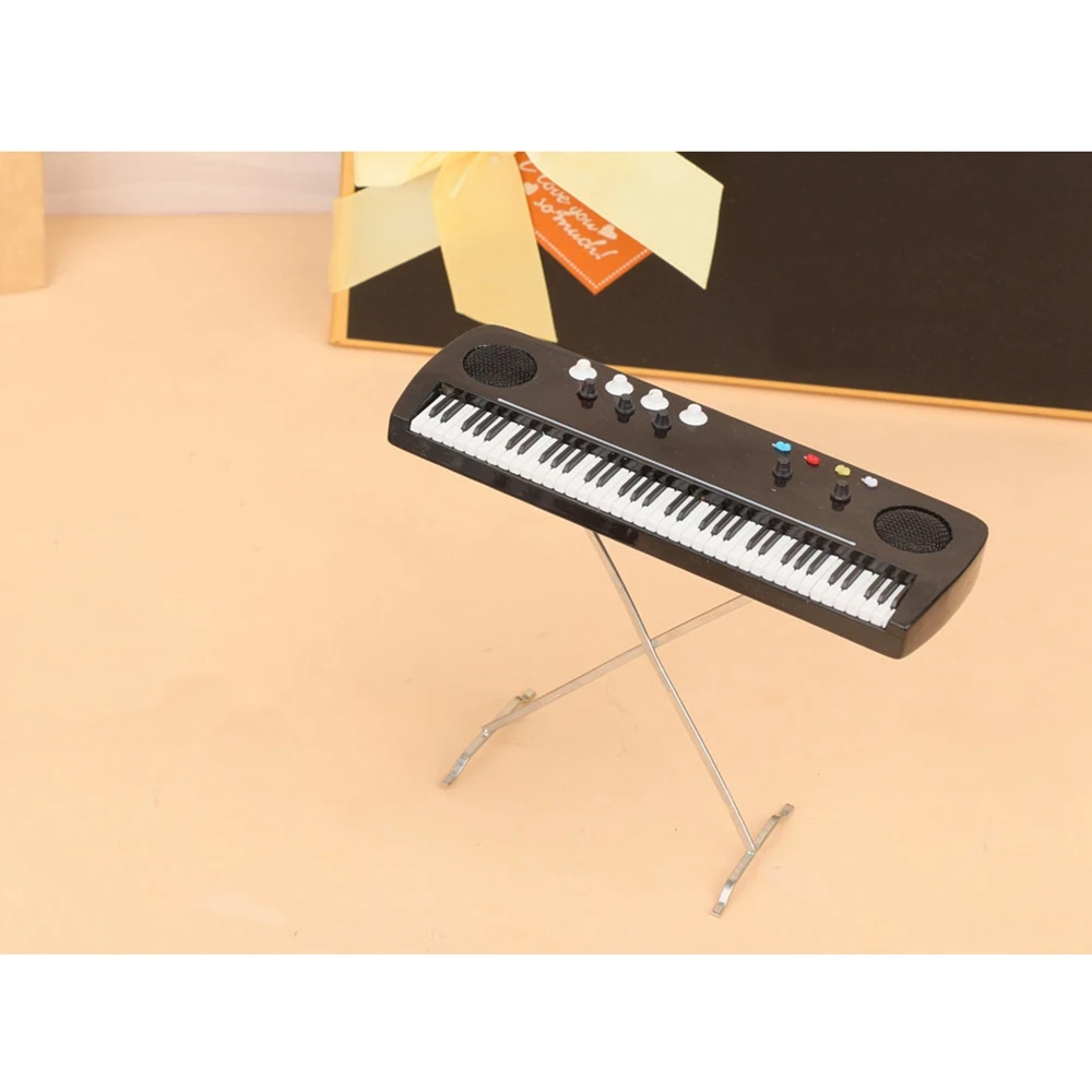 Miniature Electronic Organ Mini Musical Instrument Mini Electronic Keyboard With Case Miniature Dollhouse Model Ornament