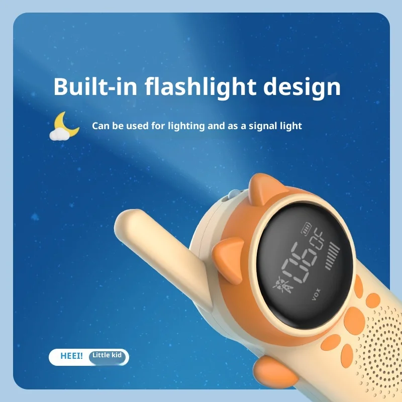 Crianças dos desenhos animados walkie talkie longo alcance 1 a 3 km chamada desobstruída sem fio intercom brinquedo multi função para uso ao ar livre