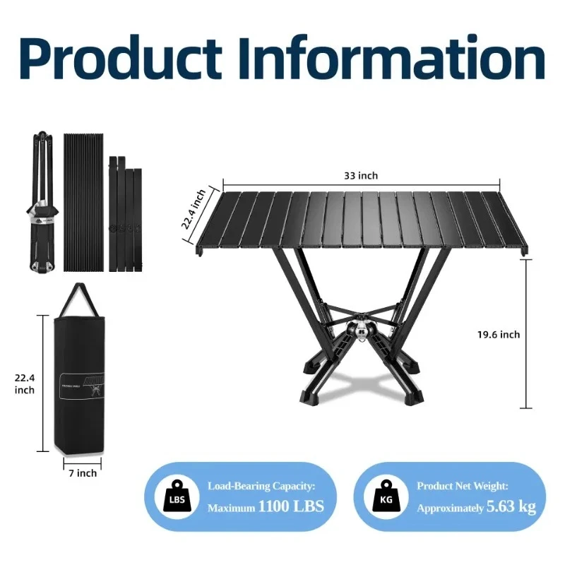 Aluminum Roll Table Lightweight Foldable Portable Camping Table Set for Outdoor Events Picnic  طاولة قابلة للطي Foldable Table
