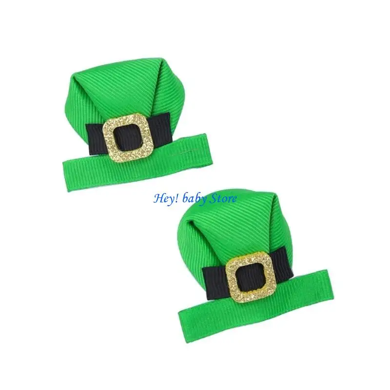 

Q1FE Patrick's Day Baby Hair Bows Fashionable Girls Irish Festival Hair Clips