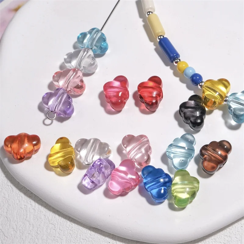 2025 Summer style 100pcs/lot color print cartoon clouds shape acrylic straight hole beads diy jewelry garment accessory