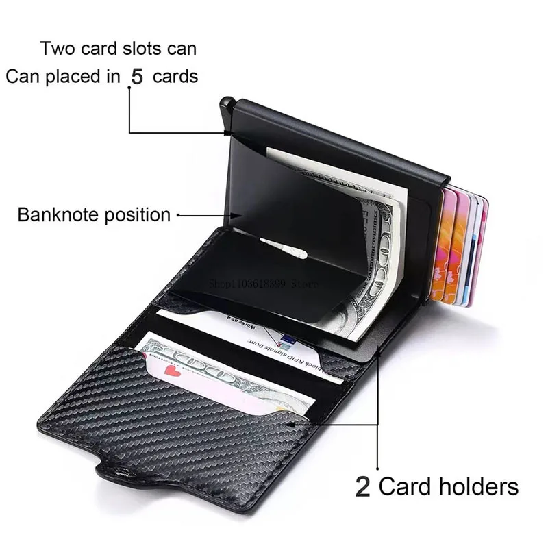 Carbon Fiber Credit Card Holder Wallets Men Rfid Black Magic Trifold Leather For Ford Raptor F150 2019 2020 2021 2022 2023