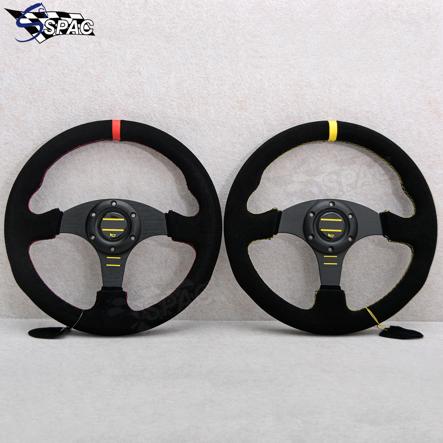 330mm/13 Inch Flat Suede Leather Steering Wheel Drift Simulation Racing Game Steering Wheel Universal