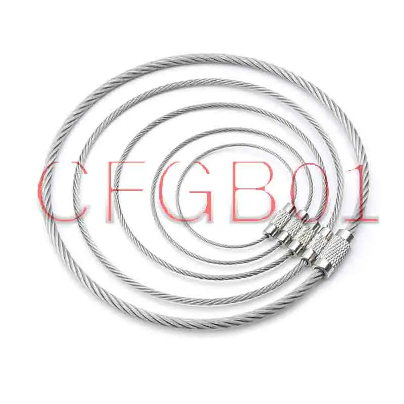 

Высокопрочный трос из нержавеющей стали 304 с петлей и карабином для брелока, держателя для ключей, бейджа, металлической пряжки