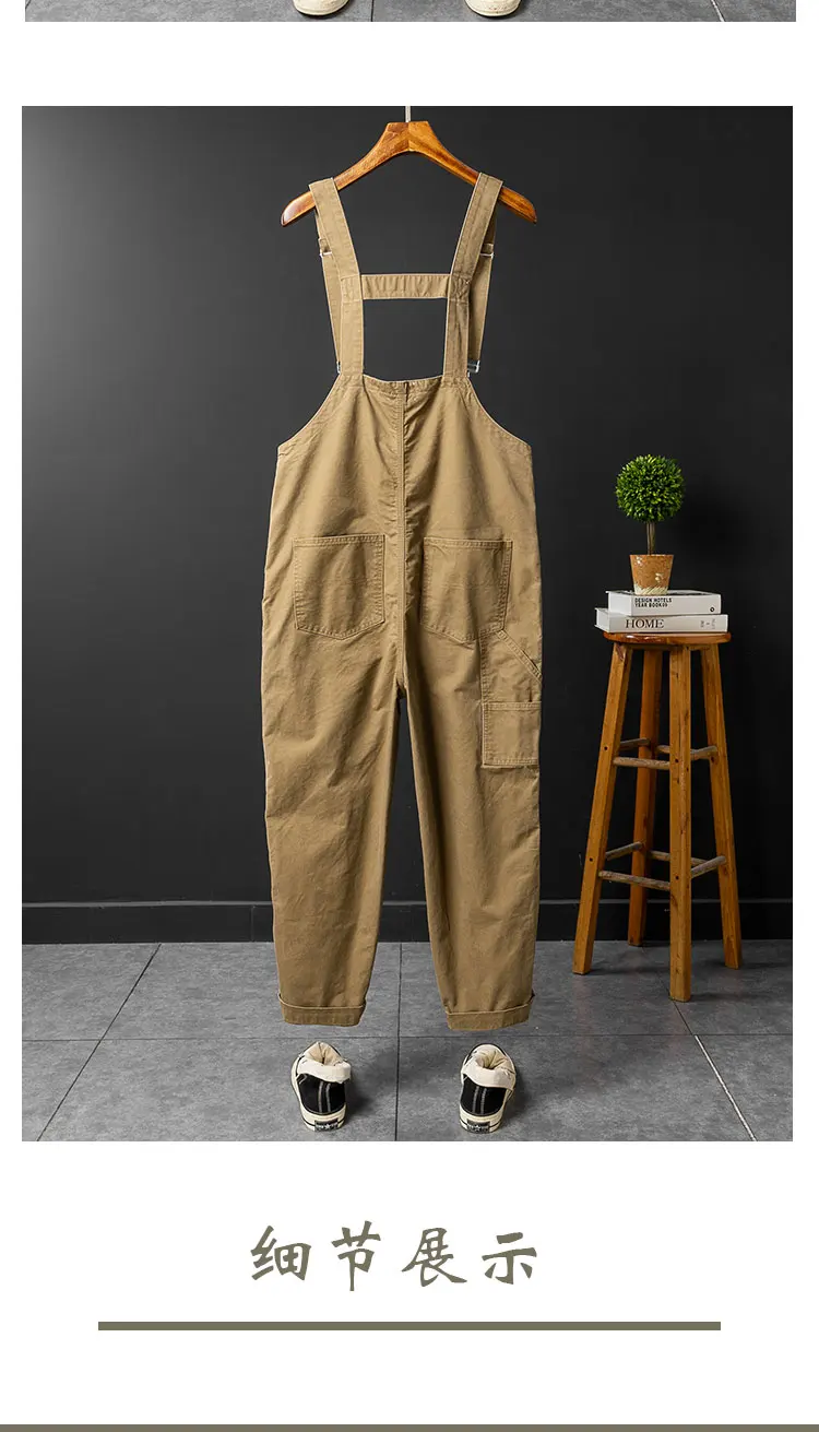남성용 카고 바지 턱받이 작업복 바지 다용도 포켓 작업복 조절 가능한 멜빵 스트랩 점프슈트 Dungarees Pants