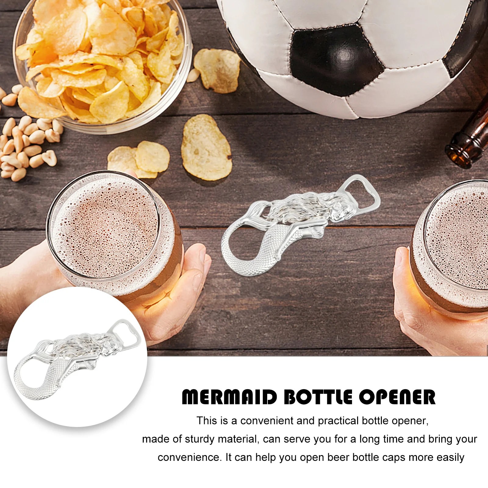 

2Pcs Mermaid Shaped Bottle Opener Magnetic Portable Beer Soda Opener Practical Bar Hotel Restaurant Home Use