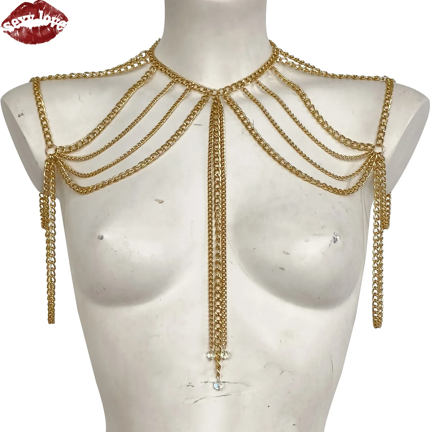 إكسسوارات عصرية ومثيرة للنساء، سلسلة كتف مجوفة مثيرة، حفلة فتاة حارة، شرابة، سلسلة جسم نسائية #5