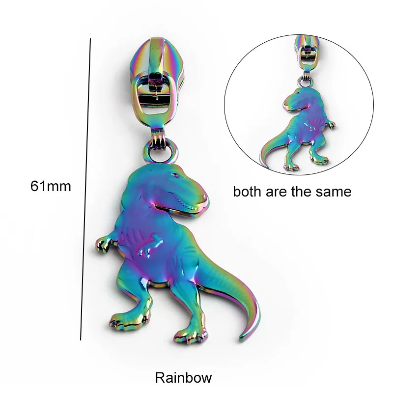 5PCS #5Nylon Zippers Dinosaur and Kangaroo Pattern Accessories Zipper Sliders Replaceable Repair Kit for Clothing and Outerwear