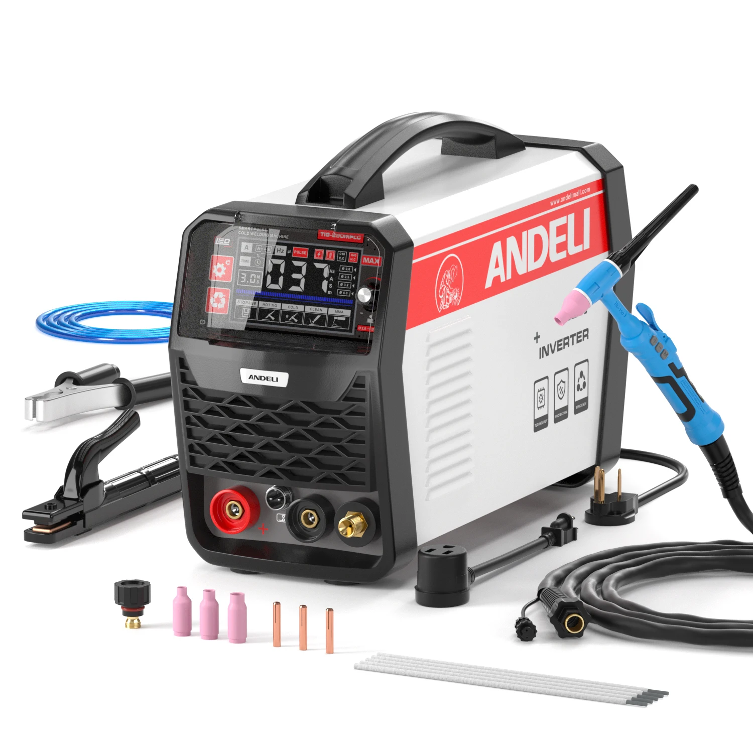 

ANDELI 2024 New Arrival TIG-250MPLC 110V/220V TIG MMA CLEAN COLD WITH Remote Control Torch Multifunctional Welding Machine