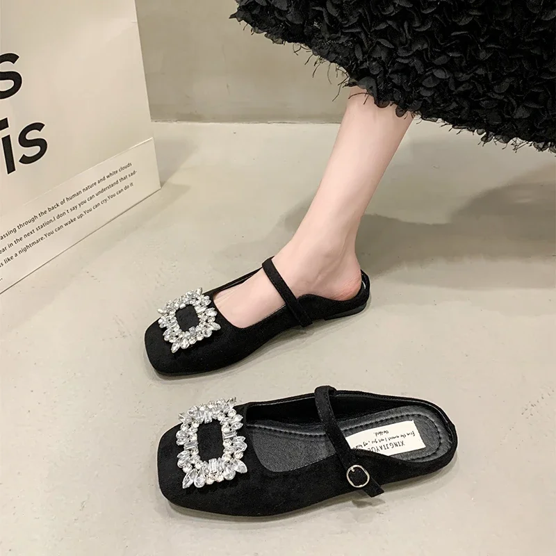 2024 High Quality Fashion Ladies Shoes Casual Comfortable Soft Sole Flats Spring Solid Color Non-slip Rhinestone Women's Shoes