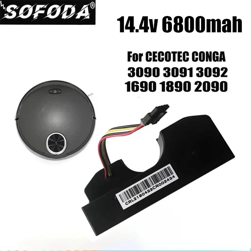 

New 2024 Vacuum Battery For CECOTEC CONGA 3090 CONGA 3091 CONGA 3092 Fits 05173 6800mAh / 44.40Wh 14.4V Li-ion