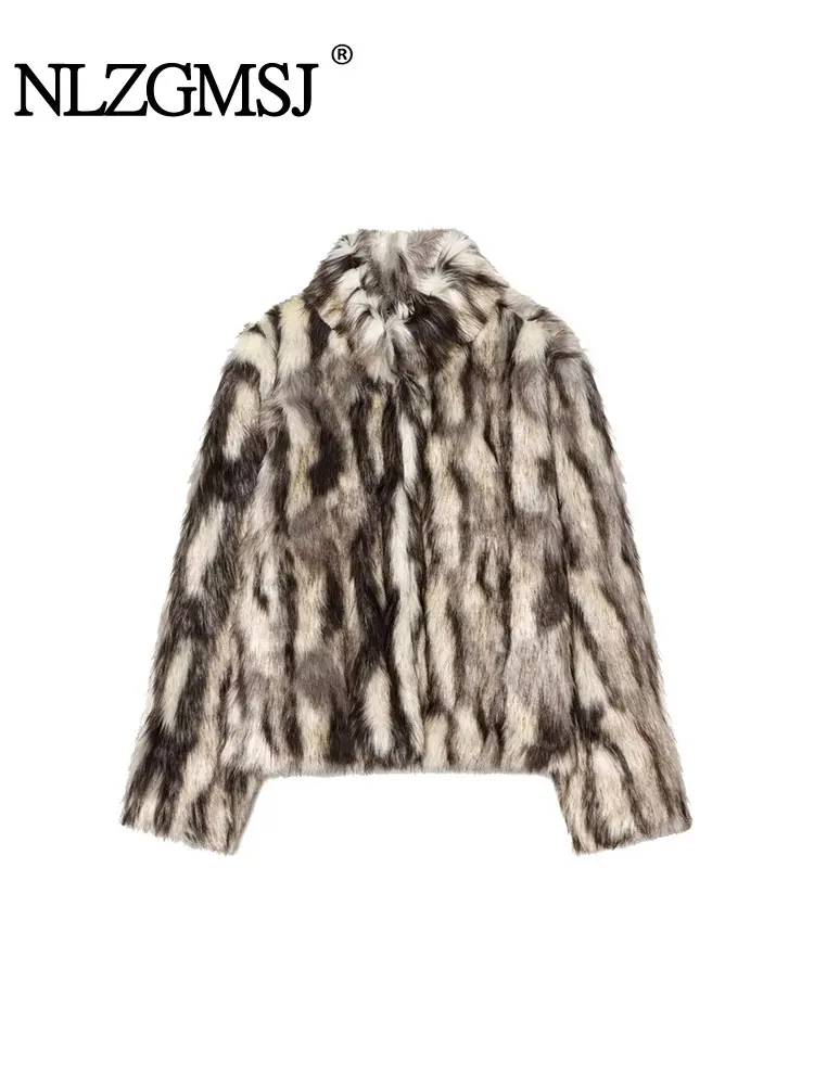 

NLZGMSJ Women's 2025 Winter Chic Fluffy Faux Fur Coat Woman Clothing Furry Jacket Faux Fur Coat