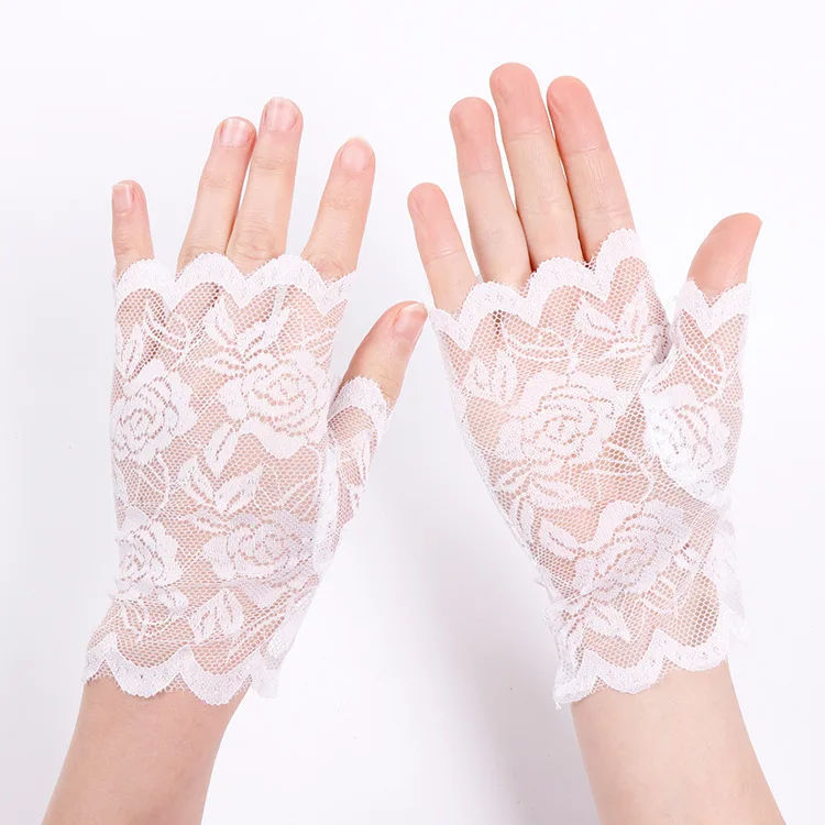 Fashion Sailor Dance Long Fingerless Womens Sexy Lace Gloves Ladies Half Finger Fishnet Gloves Mesh Mitten Handschoenen